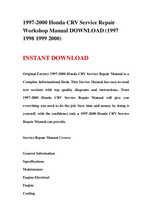 service manual honda crv 1997 user guide manual that easy to read